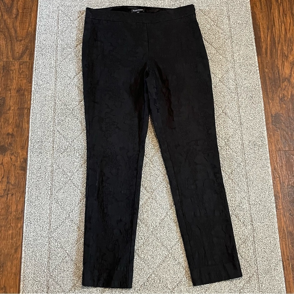 Eileen Fisher Pants Womens XS Black Snake Skin Print Stretch Pull On Ponte Pants